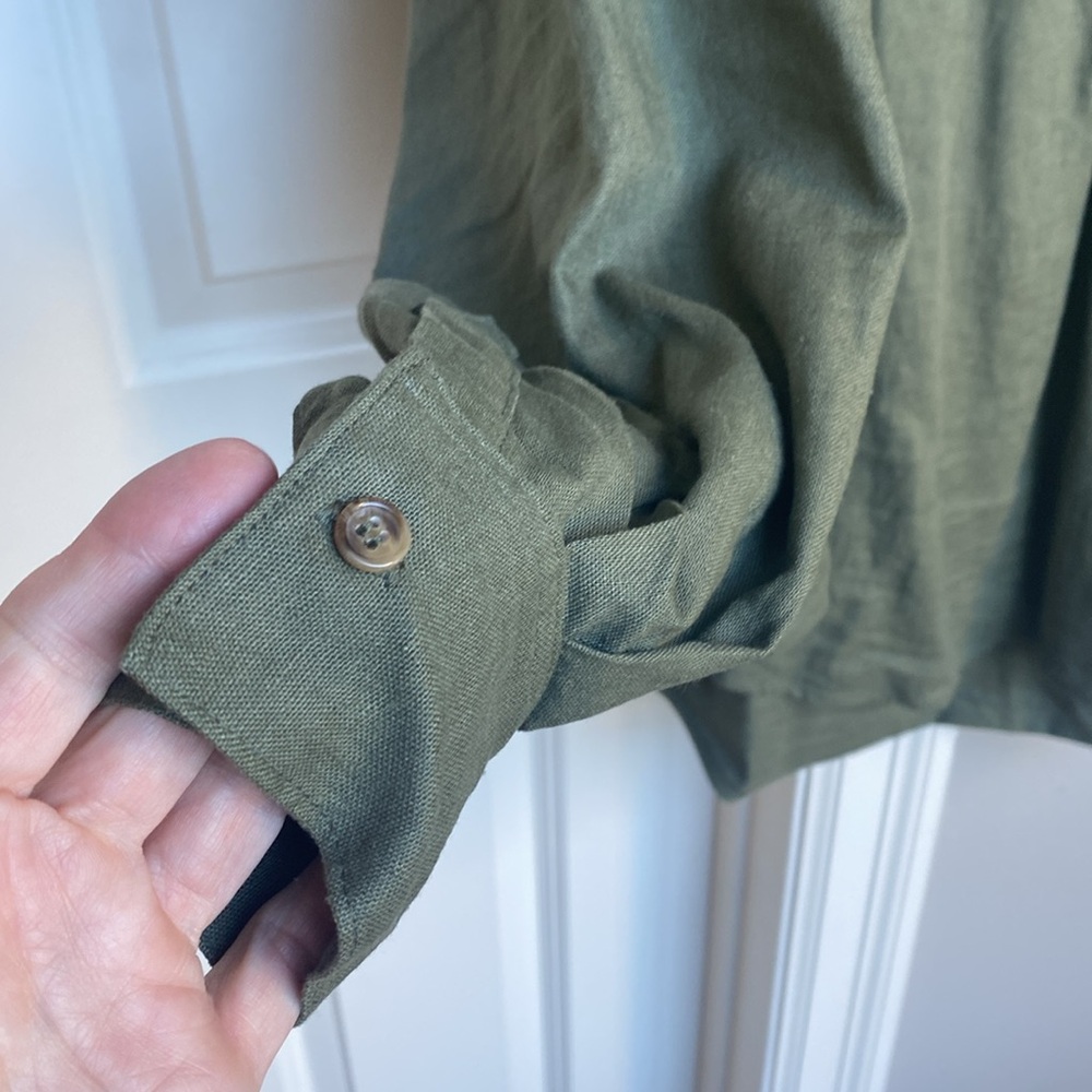 SBJ / GOOD COMPANY tunic blouse in olive green linen/rayon - Picture 4 of 9